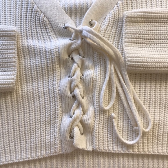LF cropped lace up sweater - Picture 3 of 5